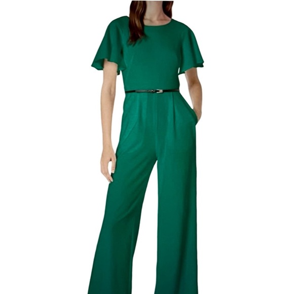 Calvin Klein Pants - Calvin Klein Women’s Short Flutter Sleeved Belted Jumpsuit size 12 in Green.